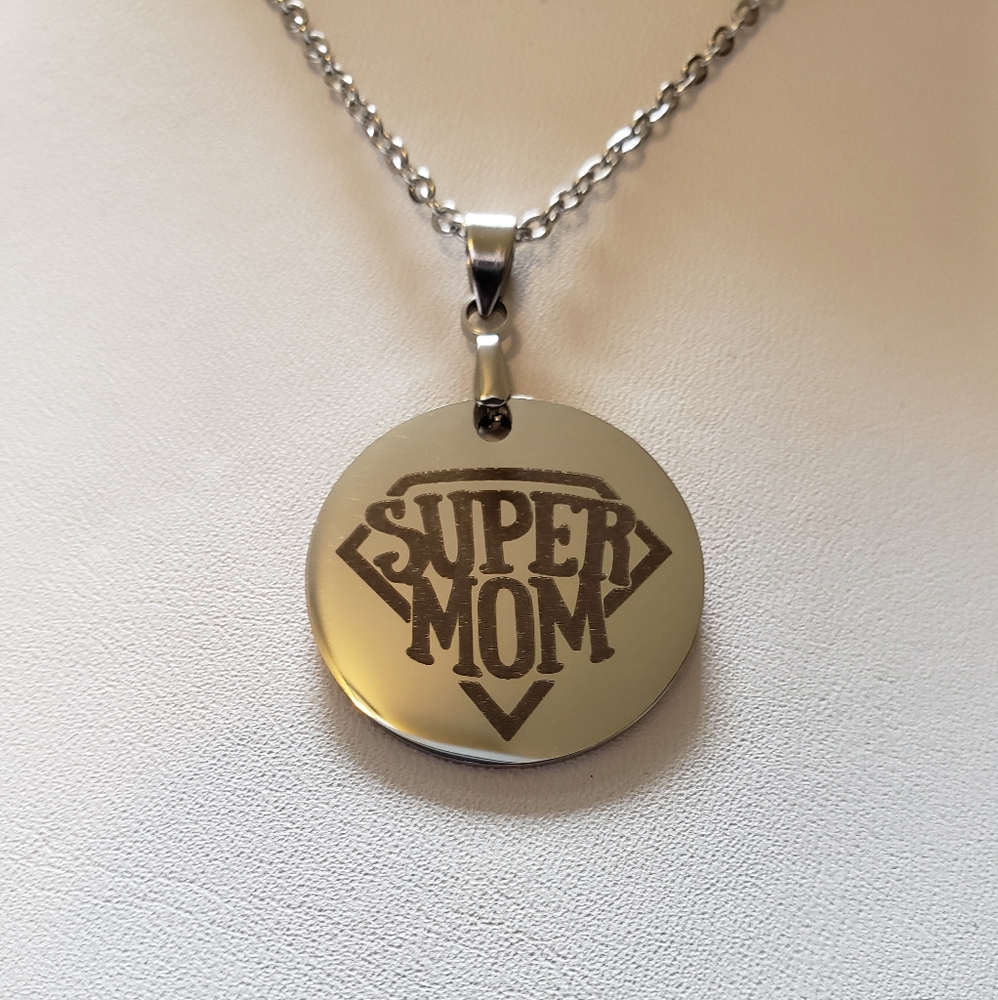 "Super Mom" Pendant Necklace